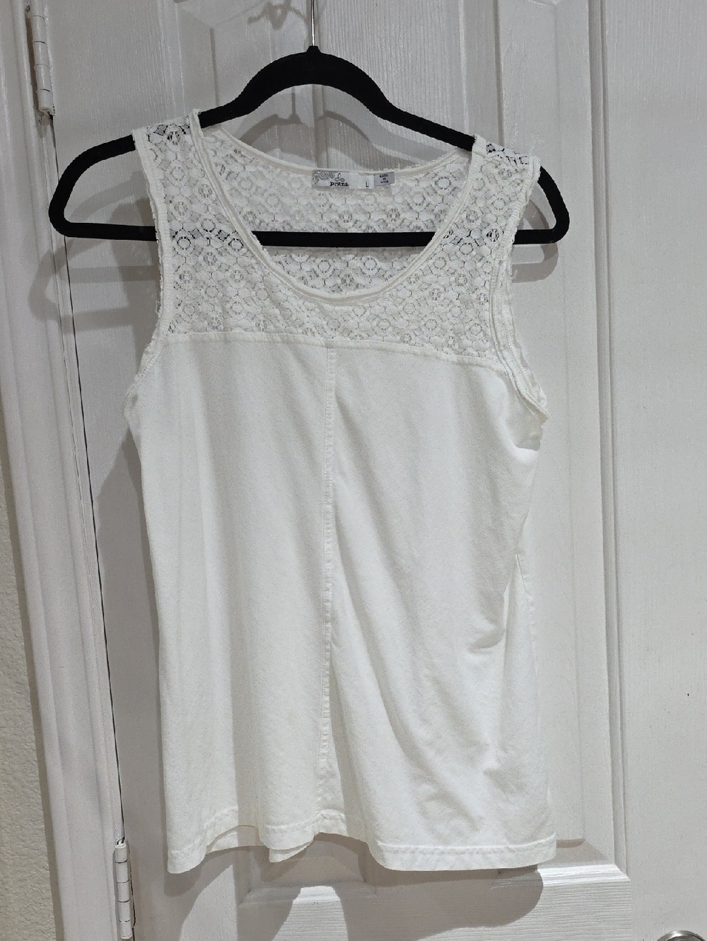 Prana Women’s Lace Yoke Tank Top - White Size L